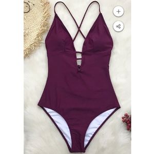 Charming plum one piece swimsuit